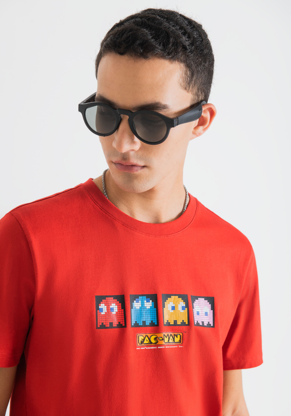 CAMISETA REGULAR FIT 100 % DE ALGODÓN CON ESTAMPADO DE PAC-MAN - Antony Morato Online Shop