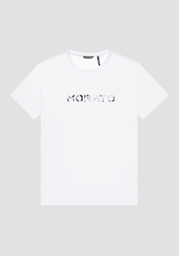 SLIM-FIT T-SHIRT IN PURE COTTON WITH EMBOSSED "MORATO" PRINT - Antony Morato Online Shop