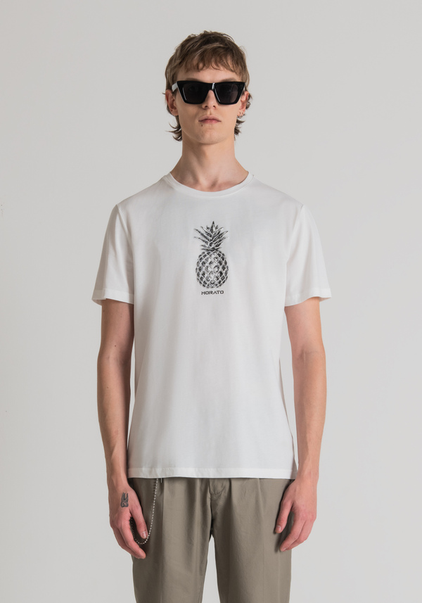 T-SHIRT SLIM FIT AUS REINER BAUMWOLLE MIT ANANAS-PRINT - Antony Morato Online Shop