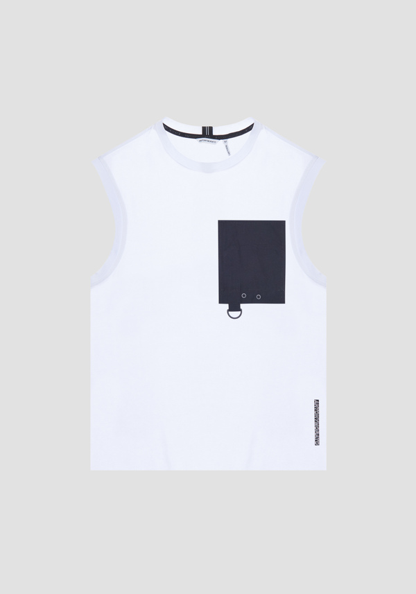 SLEEVELESS T-SHIRT IN COTTON WITH CONTRASTING POCKET - Antony Morato Online Shop