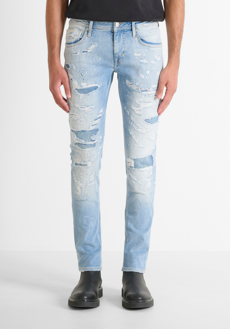 SUPER DESTROYED FIT "OZZY" RIPPED DENIM JEANS - Antony Morato Online Shop