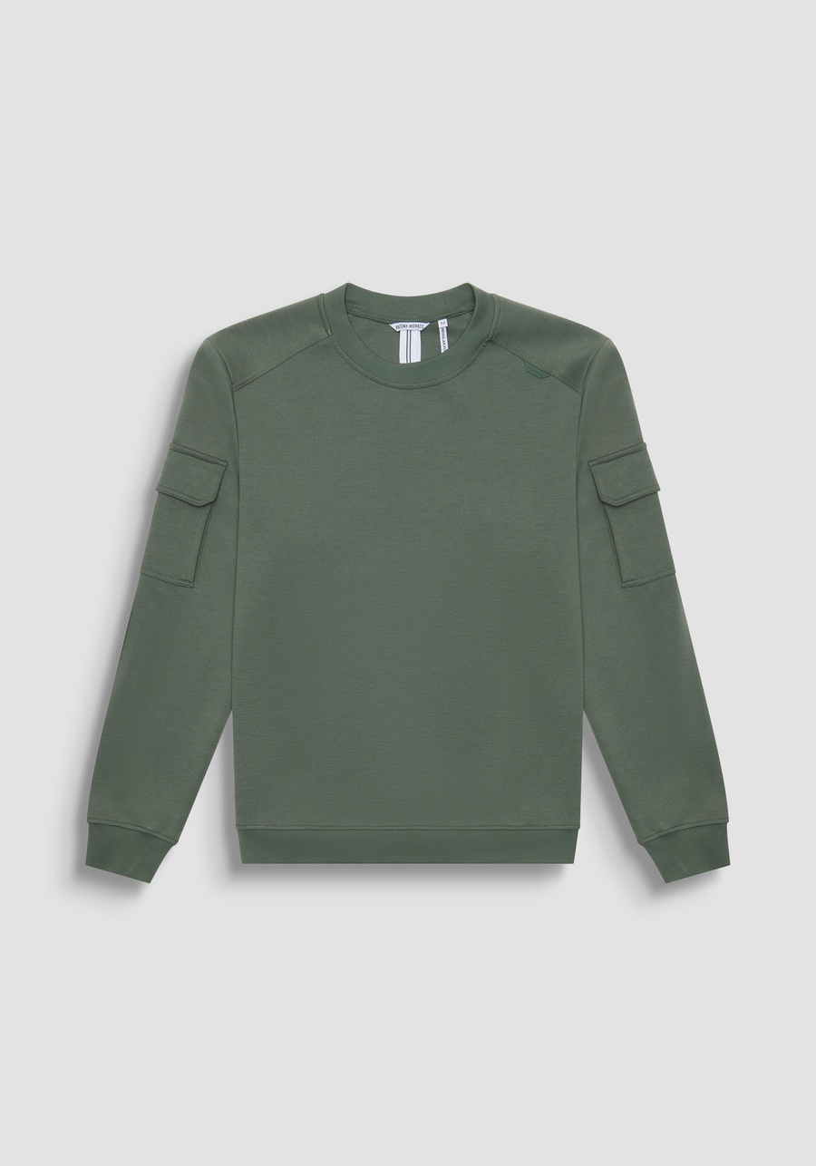 SWEATSHIRT REGULAR FIT MIT RUNDHALSAUSSCHNITT AUS EINFARBIGEM BAUMWOLL-MISCHGEWEBE - Antony Morato Online Shop