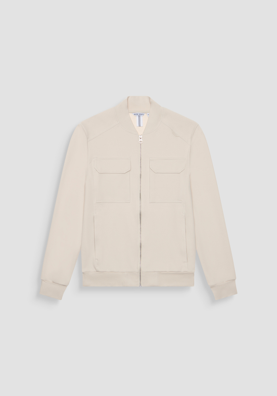 SWEATSHIRTJACKE REGULAR FIT AUS BAUMWOLL-MISCHGEWEBE MIT REISSVERSCHLUSS UND FARBLICH ABGESTIMMTER LOGO-PLAKETTE - Antony Morato Online Shop