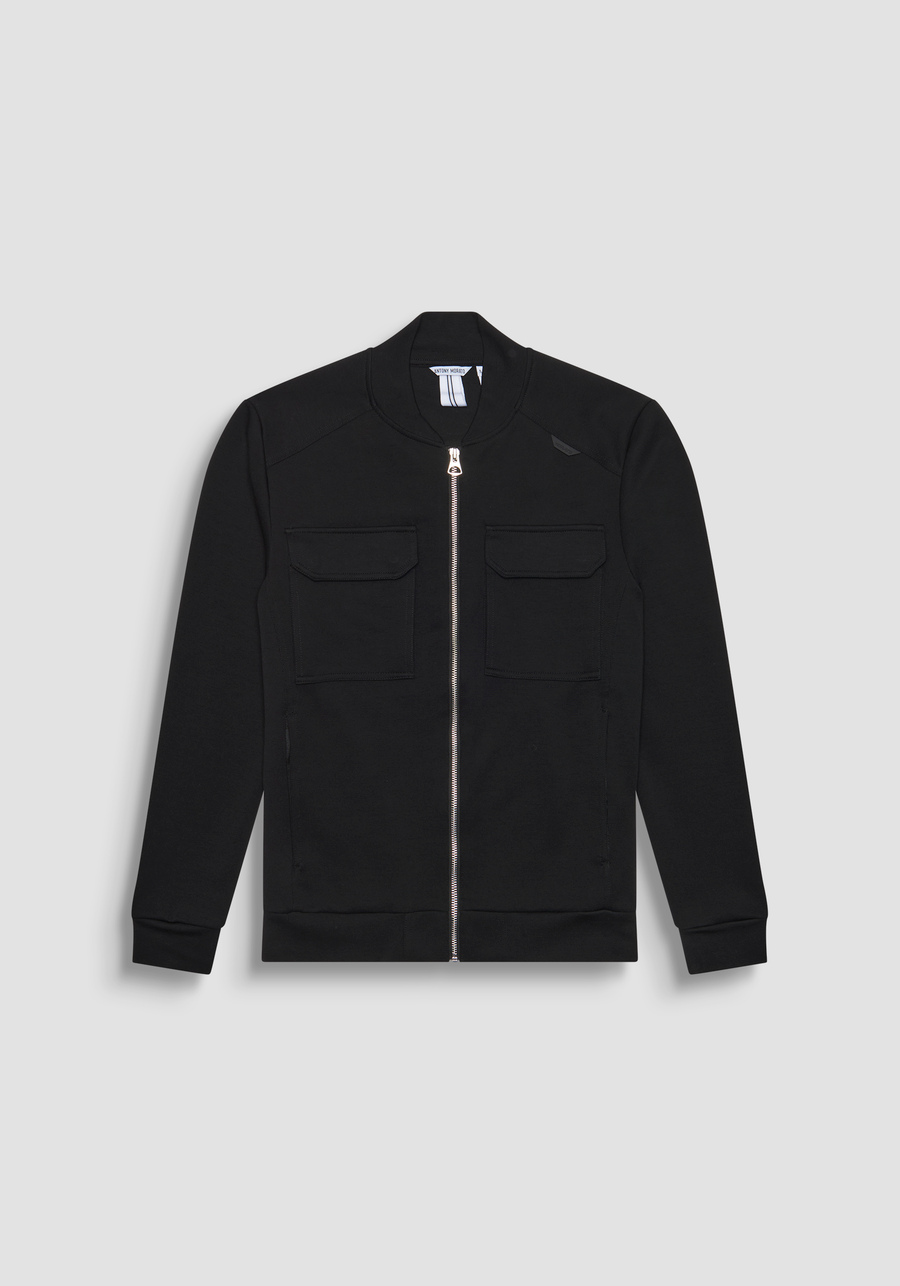 REGULAR FIT SWEATSHIRT IN COTTON BLEND WITH ZIP AND TONE-ON-TONE LOGO PLAQUE - Antony Morato Online Shop