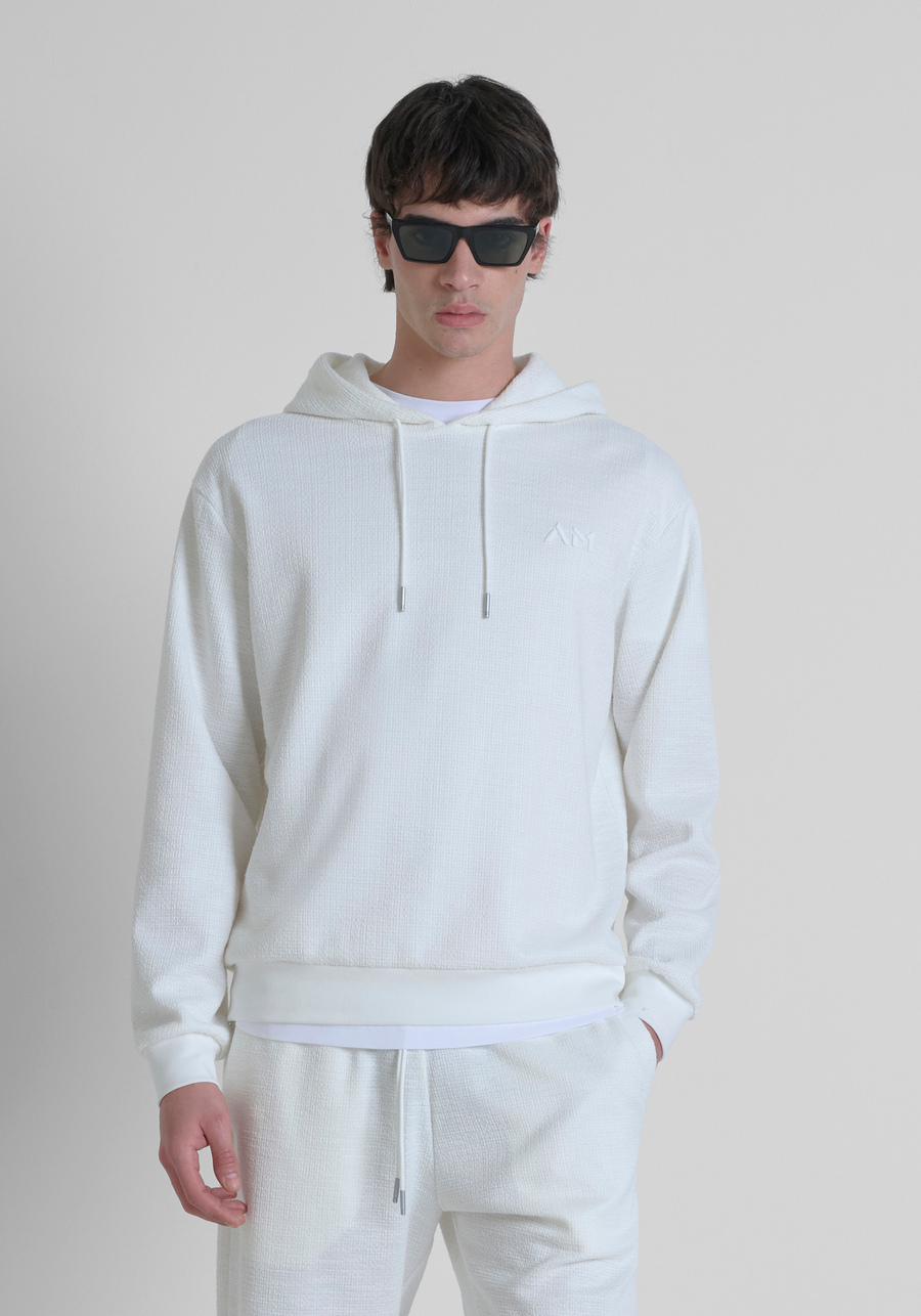 RELAXED FIT HOODED SWEATSHIRT WITH LOGO PATCH - Antony Morato Online Shop