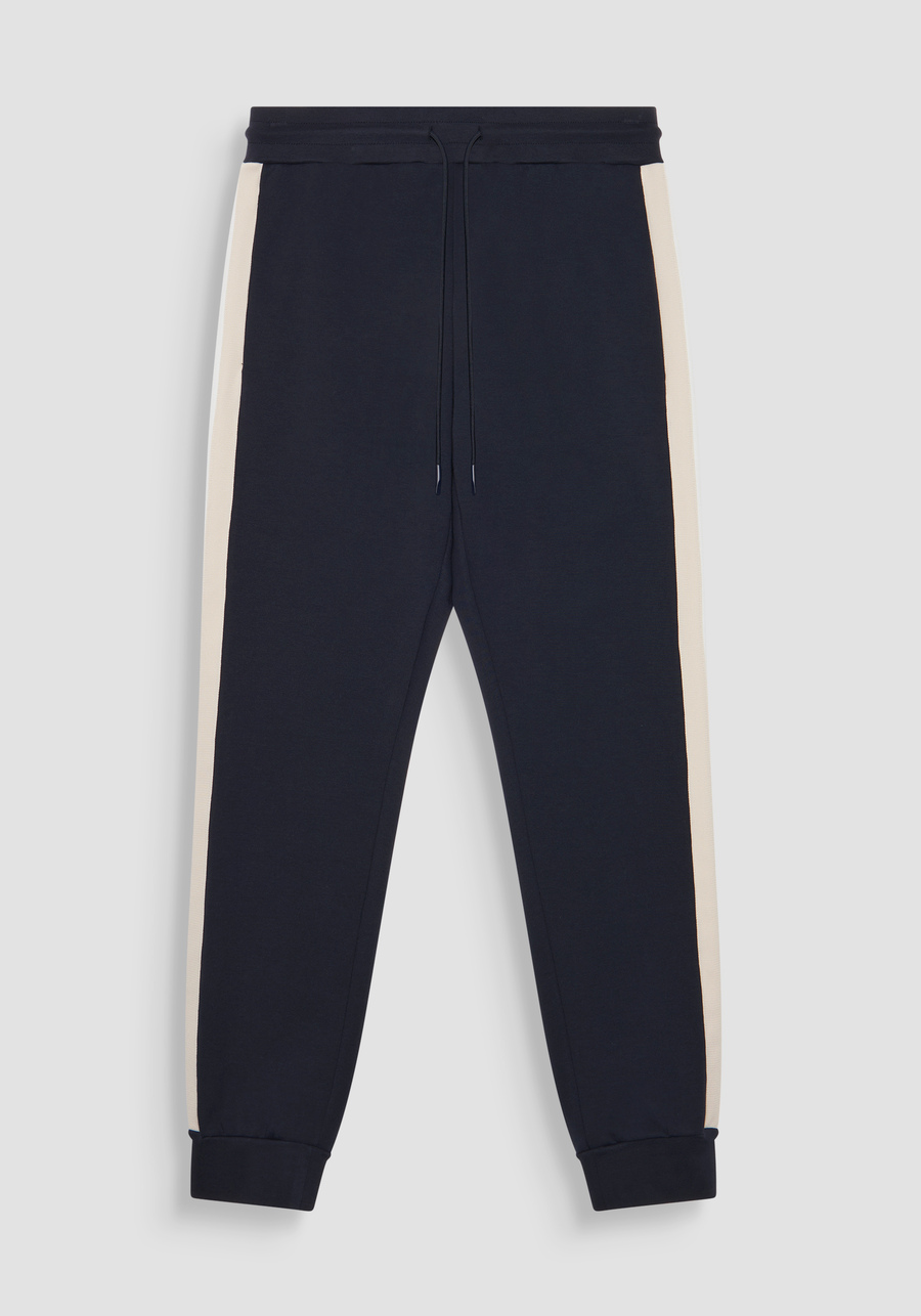 SLIM FIT COTTON BLEND TROUSERS WITH CONTRASTING TWO-TONE BANDS - Antony Morato Online Shop