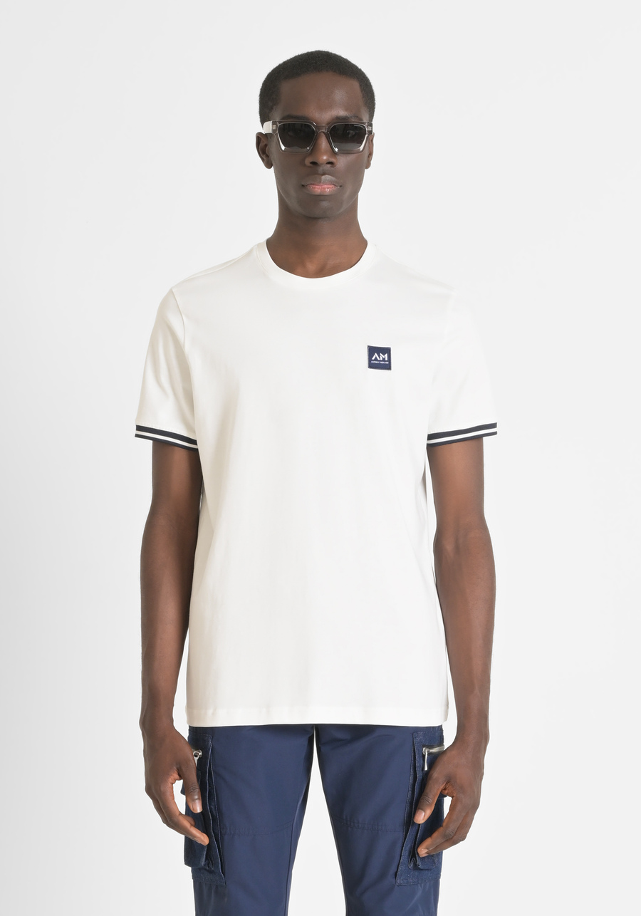 REGULAR FIT T-SHIRT IN 100% COTTON JERSEY WITH LOGO PATCH AND CONTRASTING DETAILS - Antony Morato Online Shop