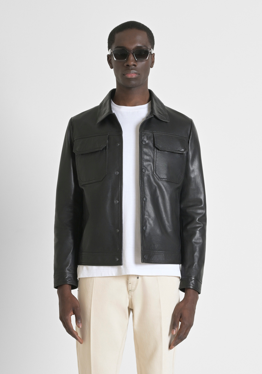 SLIM FIT JACKET IN GENUINE LEATHER - Antony Morato Online Shop