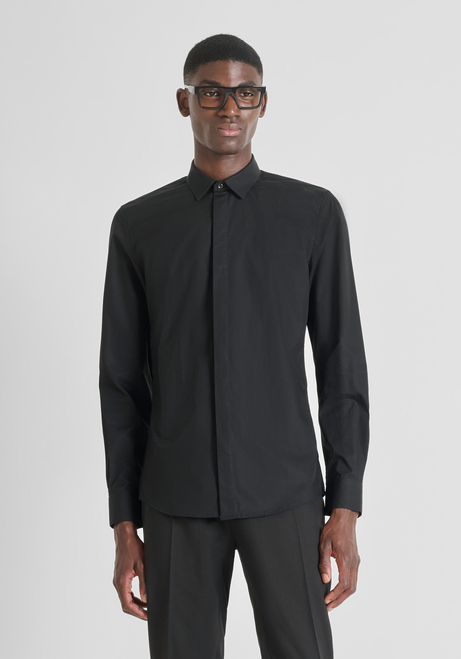 CAMICIA SLIM FIT “LONDON” IN COTONE EASY IRON CON ABBOTTONATURA NASCOSTA - Antony Morato Online Shop