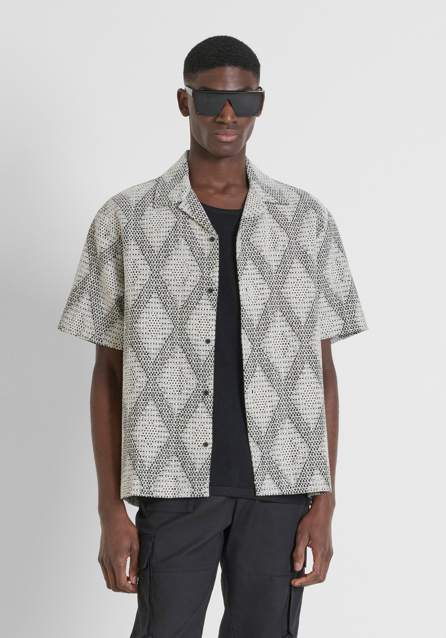 RELAXED FIT COTTON BLEND JACQUARD SHIRT - Antony Morato Online Shop