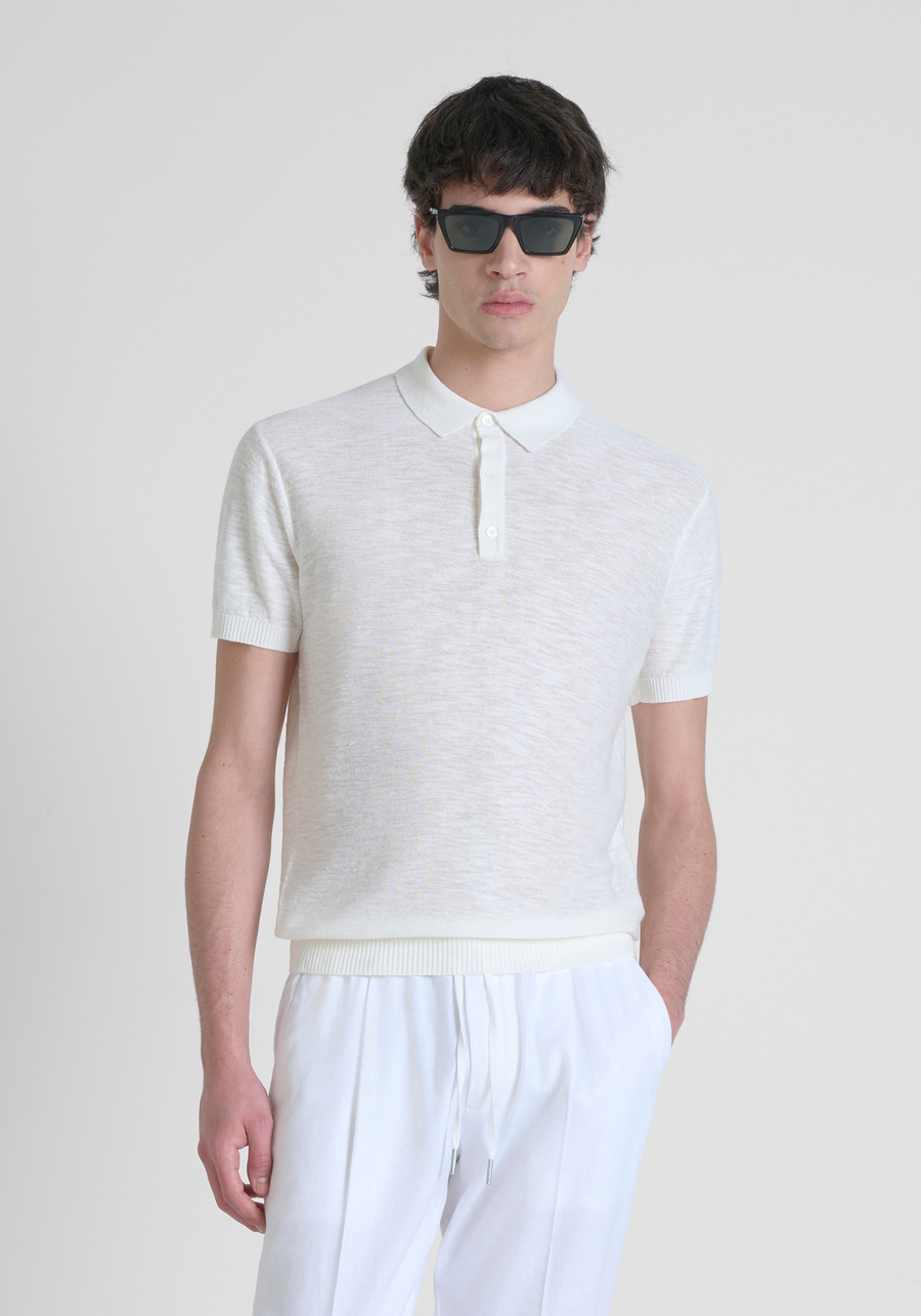 MAGLIA REGULAR FIT IN MISTO LINO CON BADGE LOGATO - Antony Morato Online Shop