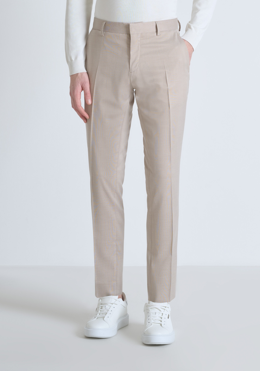 PANTALONI SLIM FIT "BONNIE" IN VISCOSA ELASTICA CON MICRO FANTASIA - Antony Morato Online Shop