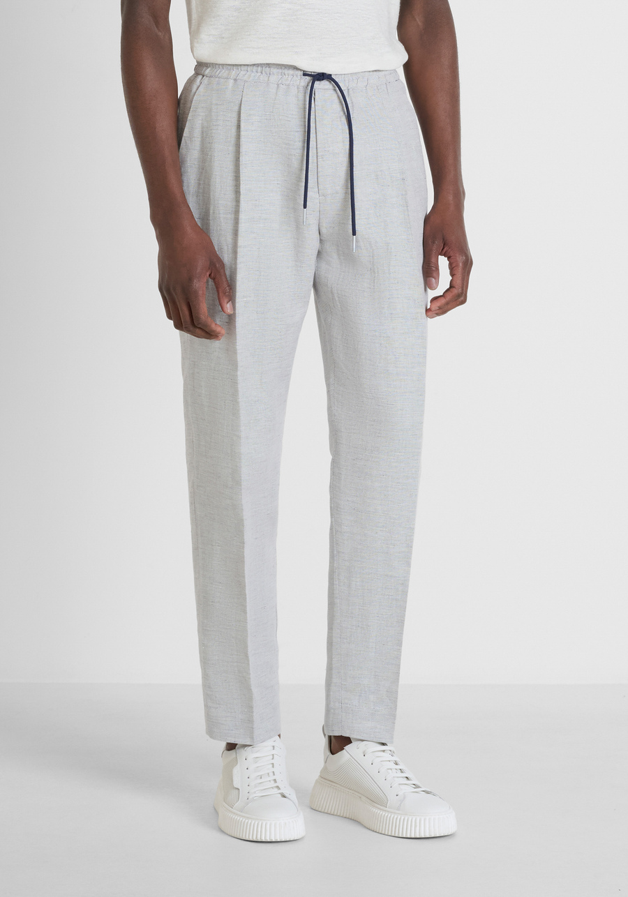 REGULAR FIT TROUSERS "NEIL" IN SLUB COTTON LINEN BLEND - Antony Morato Online Shop