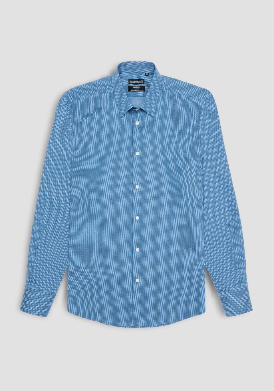 NAPOLI SLIM FIT SHIRT IN PURE SOFT TOUCH COTTON WITH MICRO-PATTERN - Antony Morato Online Shop
