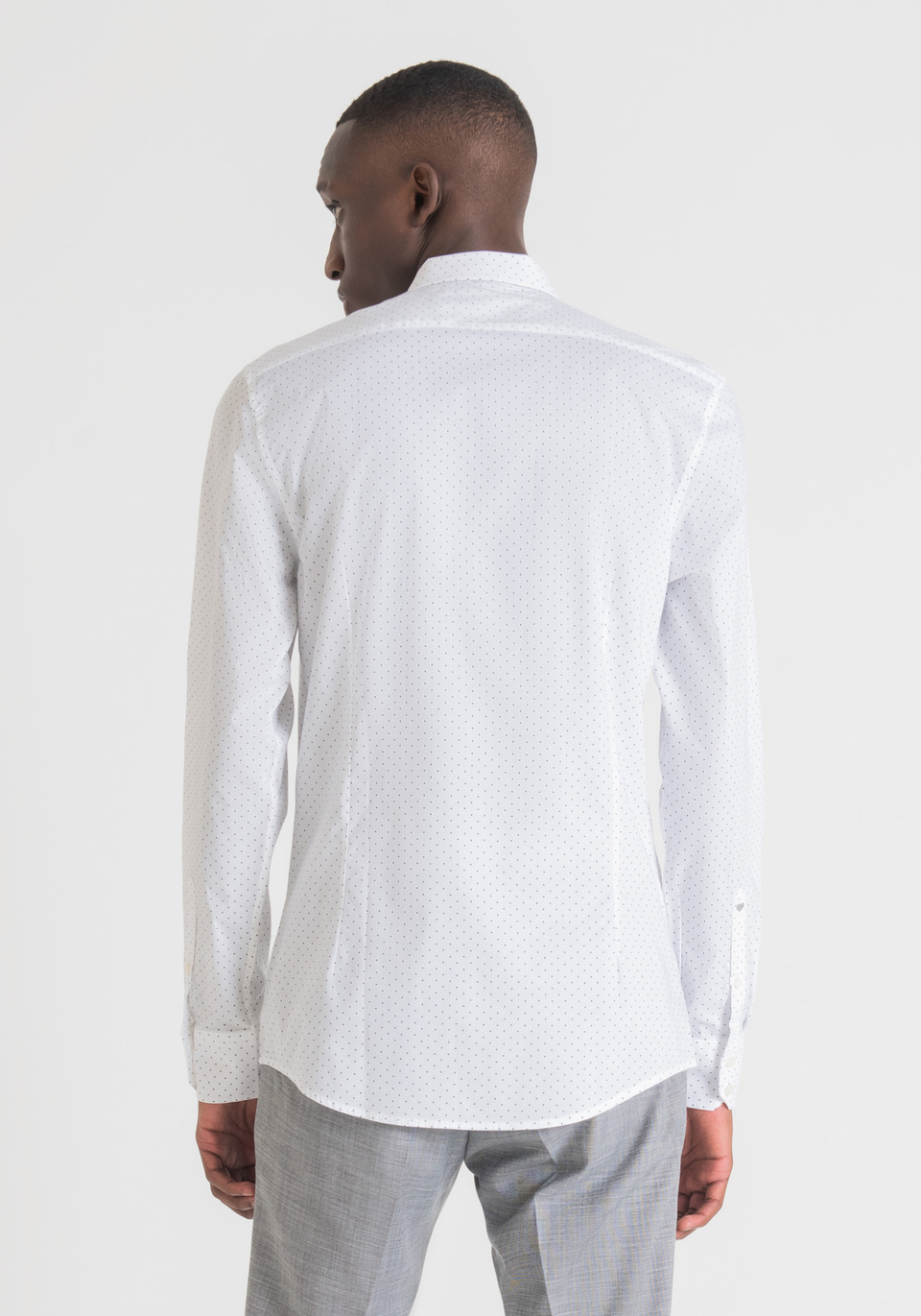 NAPOLI SLIM FIT SHIRT IN PURE SOFT TOUCH COTTON WITH ALL-OVER MICROPRINT - Antony Morato Online Shop