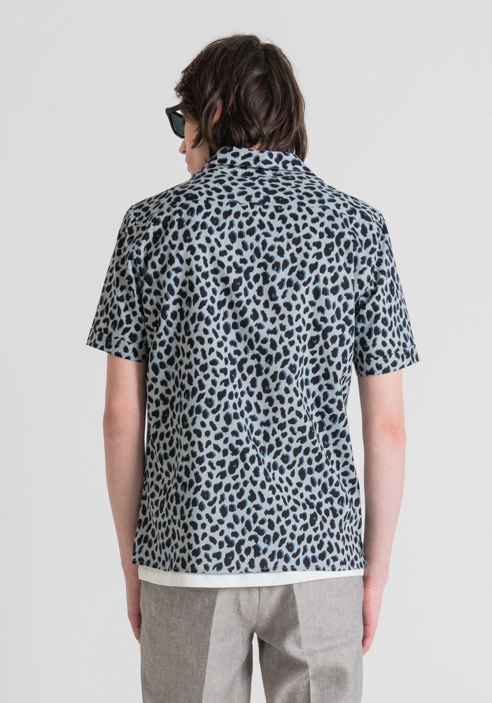 REGULAR-FIT SHIRT IN COTTON-AND-VISCOSE POPLIN WITH AN ALL-OVER DAPPLED PRINT - Antony Morato Online Shop