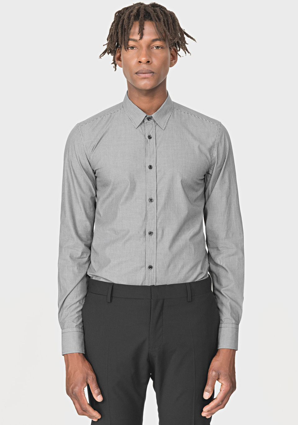 SLIM-FIT SHIRT IN 100% SOFT COTTON WITH FINE VERTICAL STRIPES - Antony Morato Online Shop