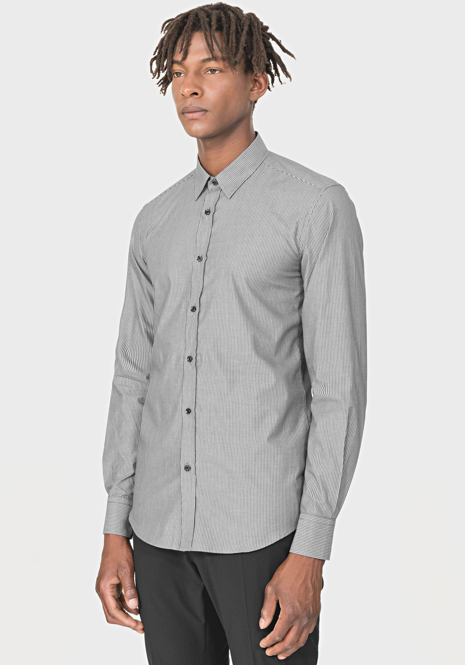 SLIM-FIT SHIRT IN 100% SOFT COTTON WITH FINE VERTICAL STRIPES - Antony Morato Online Shop