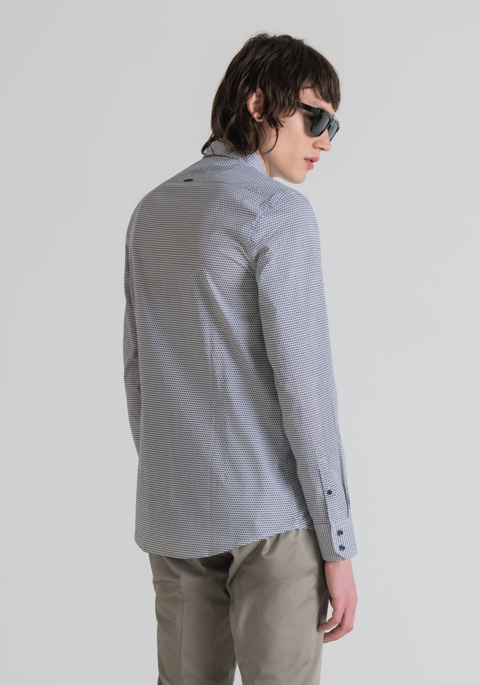 Camisa slim estampada de popelina de algodón - Antony Morato Online Shop