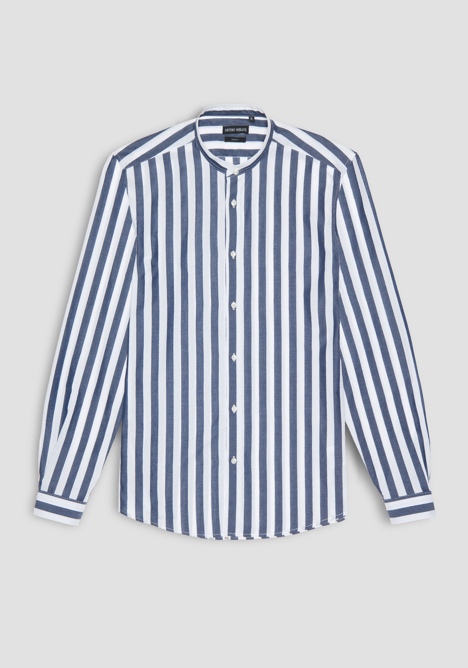 SLIM-FIT SHIRT IN 100% STRIPED COTTON WITH A MANDARIN COLLAR - Antony Morato Online Shop