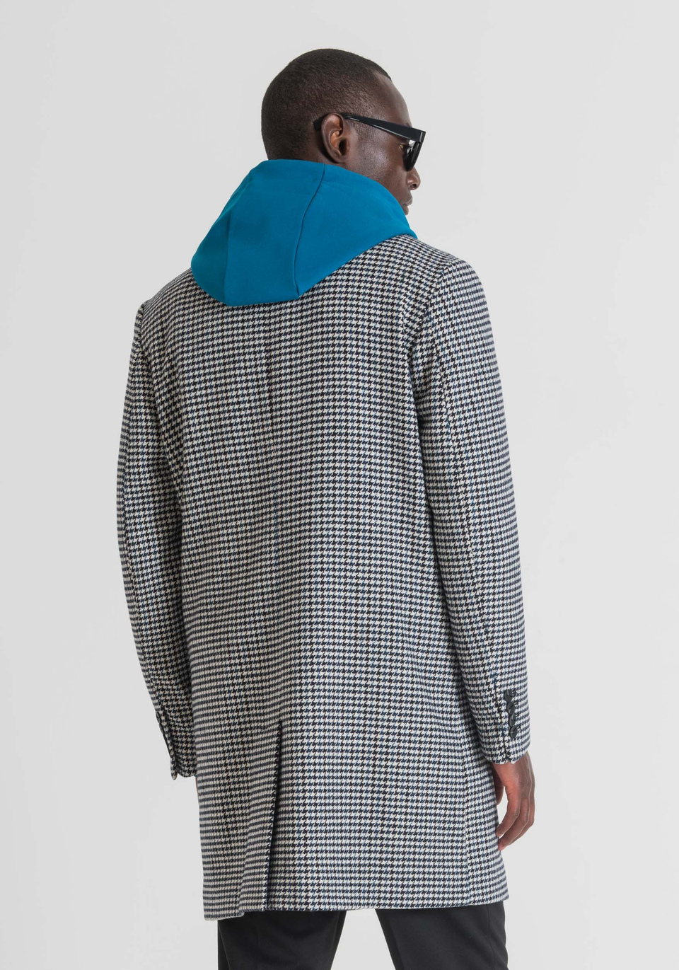 "MATHIAS" SLIM-FIT COAT IN WOOL BLEND WITH HOUNDSTOOTH PATTERN - Antony Morato Online Shop