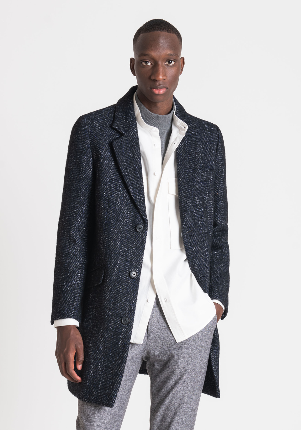 Russel Slim Fit Coat In Wool Blend Antony Morato
