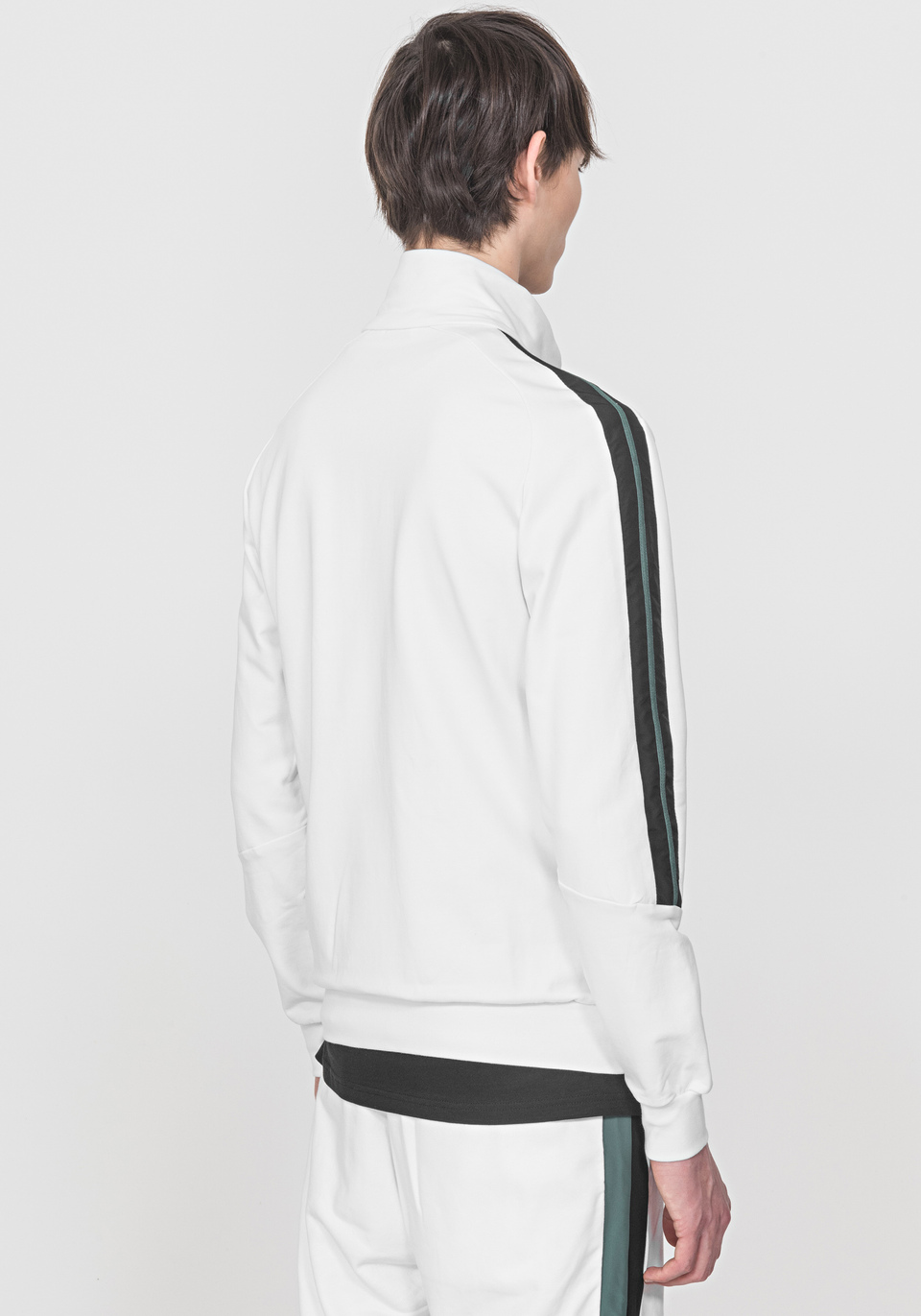 SWEATSHIRT IN STRETCH COTTON JERSEY WITH ZIPS AND DECORATIVE BANDS - Antony Morato Online Shop