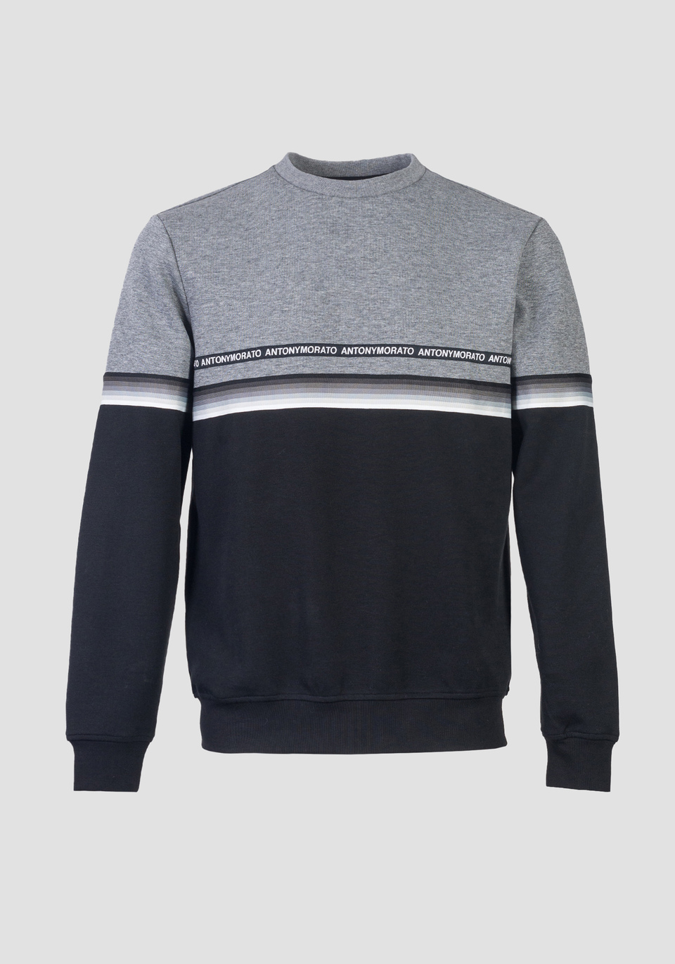 REGULAR FIT SWEATSHIRT IN TWO-TONE COTTON WITH FADED RIBBON - Antony Morato Online Shop