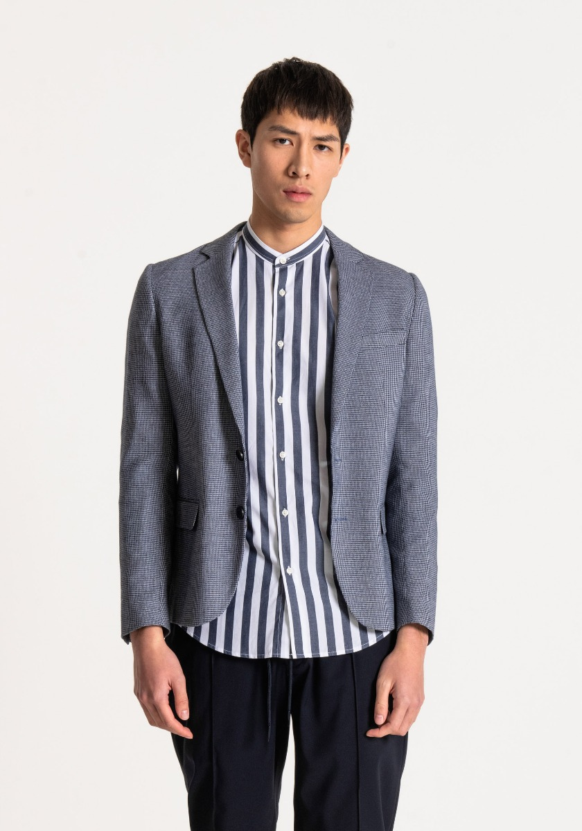 STRETCHY SLIM-FIT “ZELDA” JACKET WITH A MULTICOLOURED MICRO-PATTERN - Antony Morato Online Shop