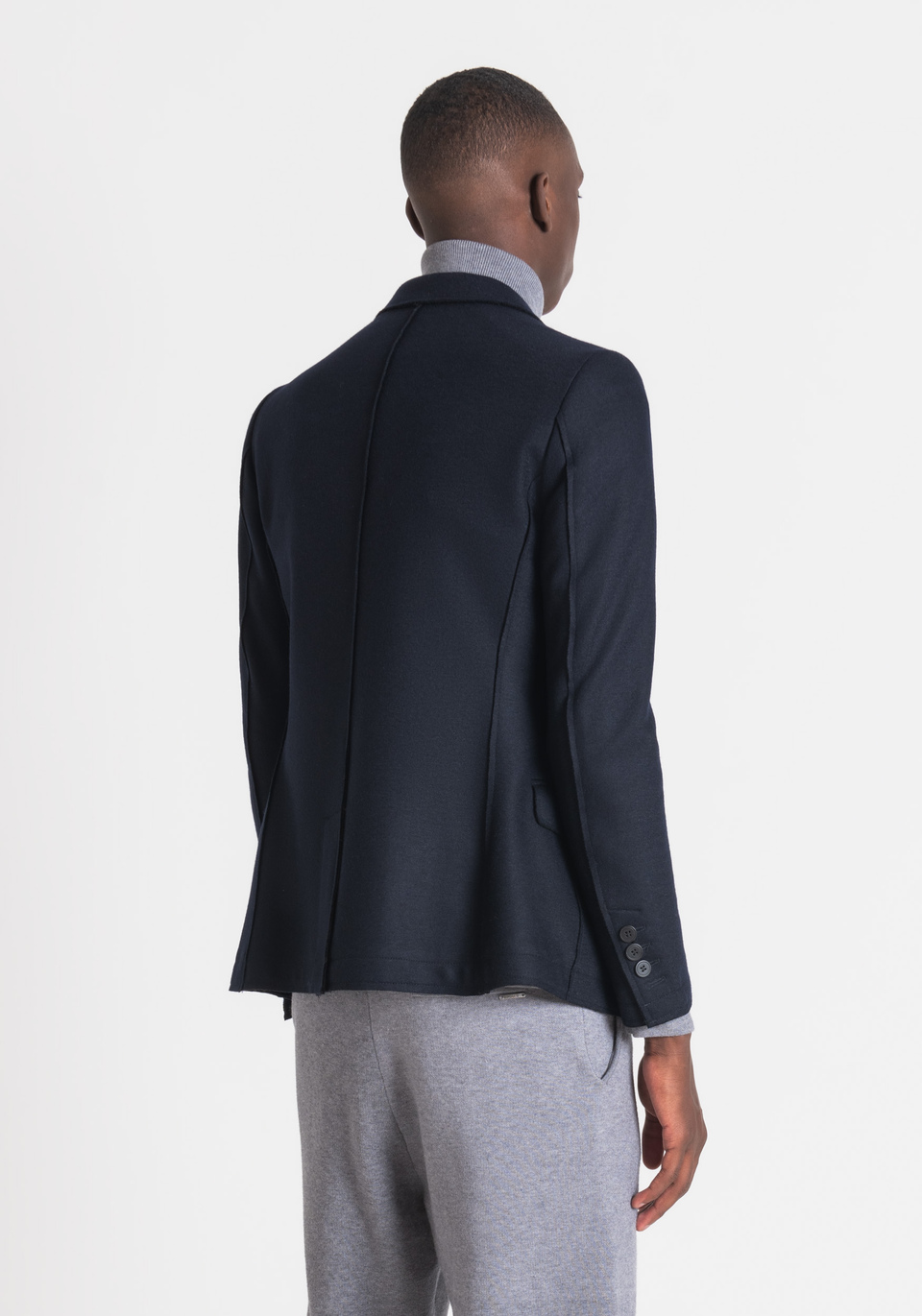 SUPER-SLIM-FIT “TRACY” JACKET IN A WOOL BLEND WITH RAW-CUT DETAILING - Antony Morato Online Shop