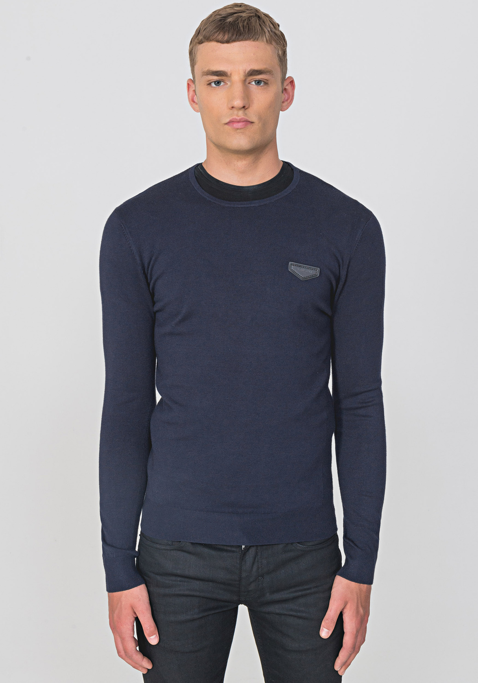 PLAIN-KNIT VISCOSE-BLEND SWEATER IN A RELAXED FIT - Antony Morato Online Shop