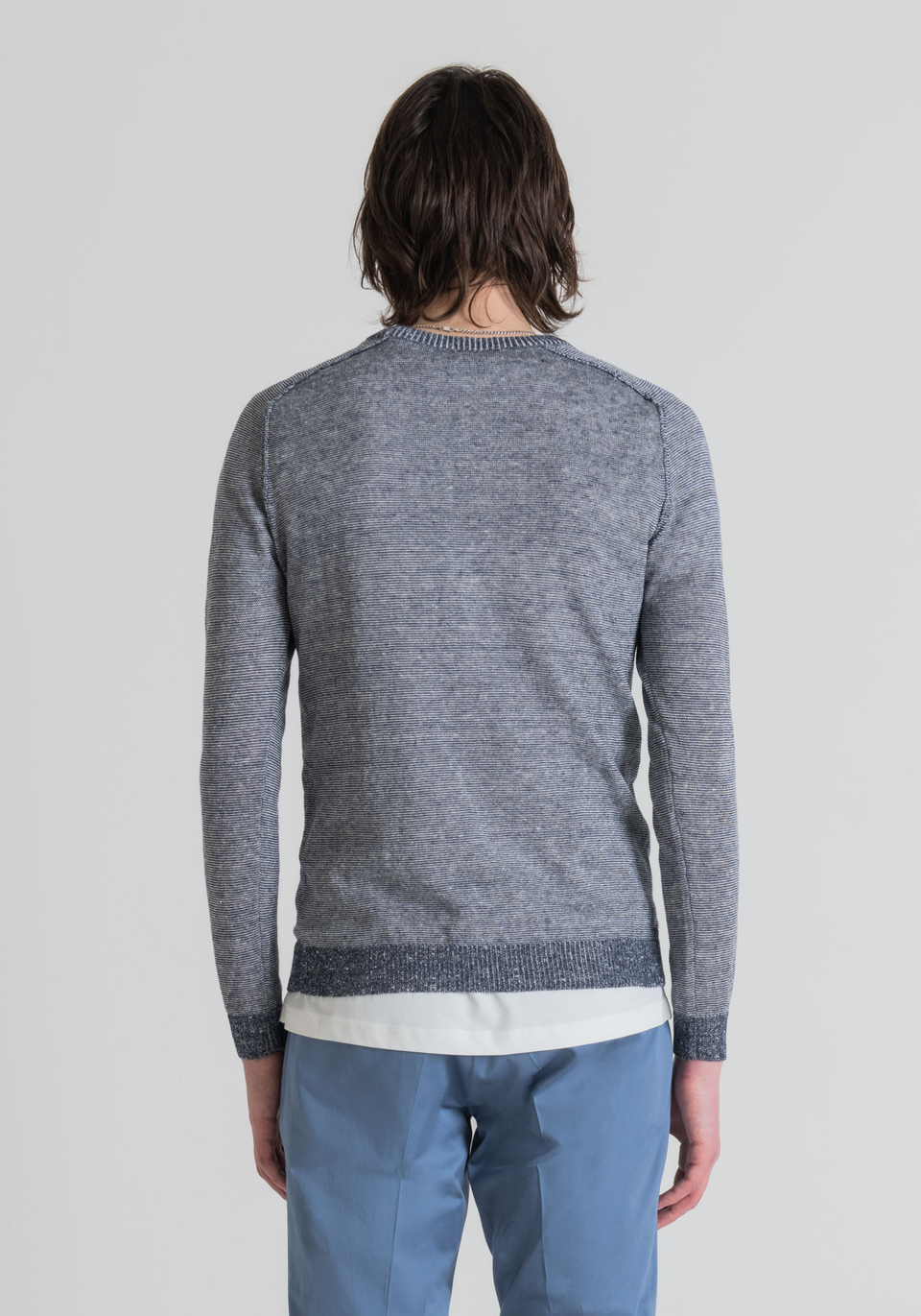 MARL-EFFECT LINEN-BLEND SWEATER WITH RAW-EDGE SEAMS - Antony Morato Online Shop
