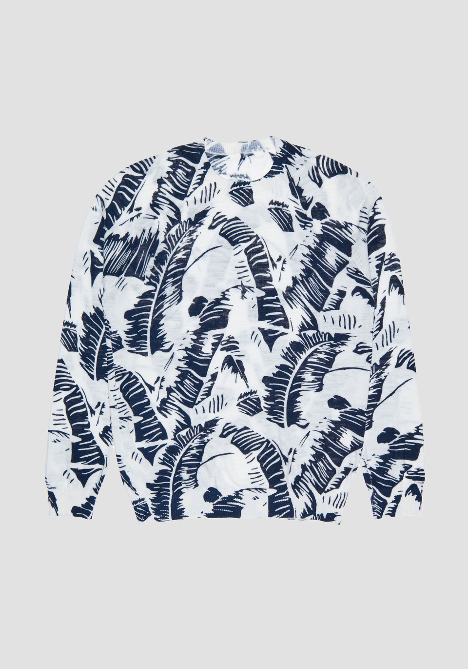 SLIM-FIT JUMPER IN SOFT COTTON YARN WITH TROPICAL PRINT - Antony Morato Online Shop