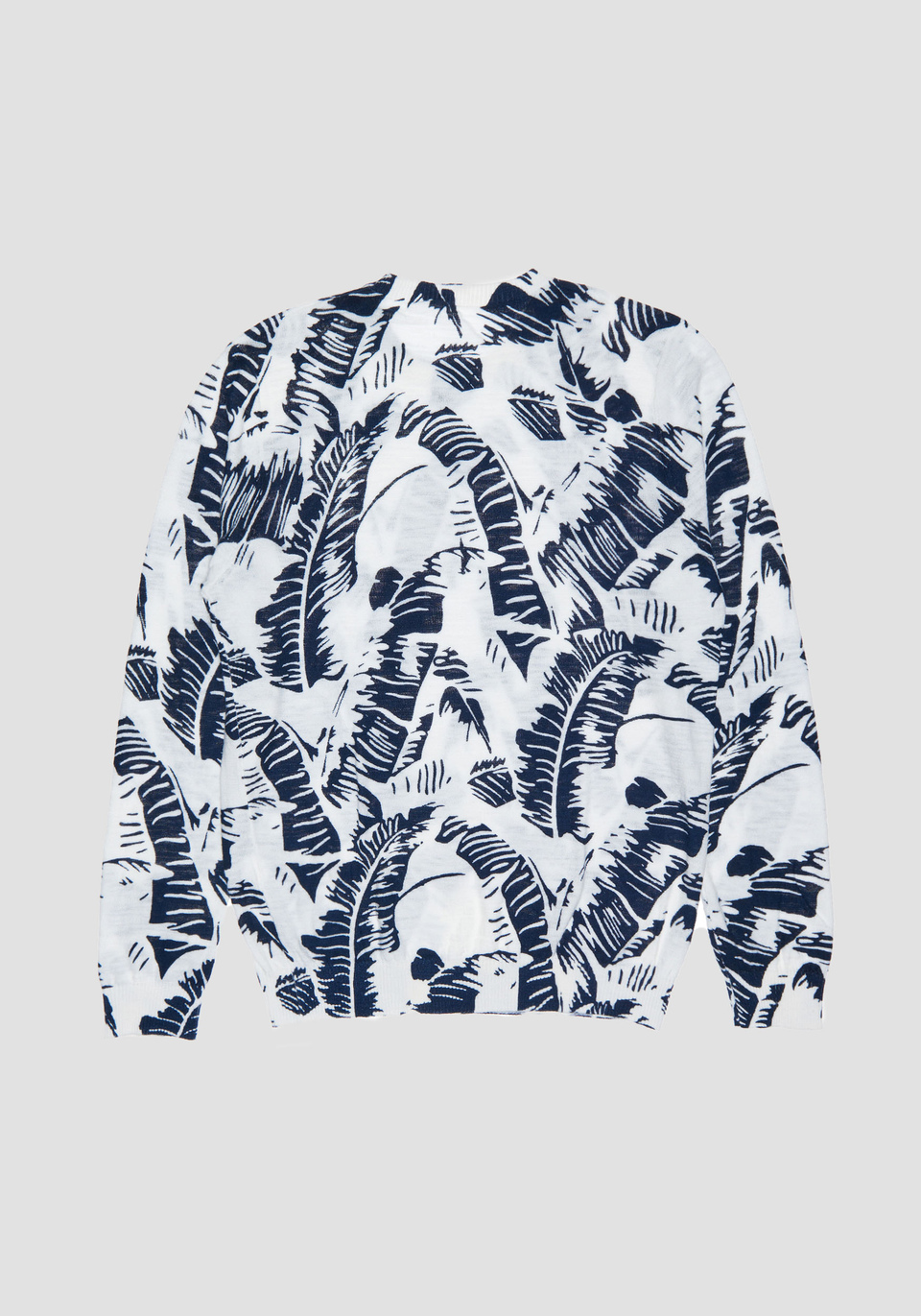SLIM-FIT JUMPER IN SOFT COTTON YARN WITH TROPICAL PRINT - Antony Morato Online Shop