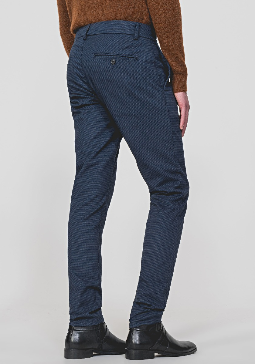 “BRYAN” SKINNY-FIT TROUSERS MADE OF MICRO-WOVEN YARN-DIED 100% COTTON BLEND - Antony Morato Online Shop