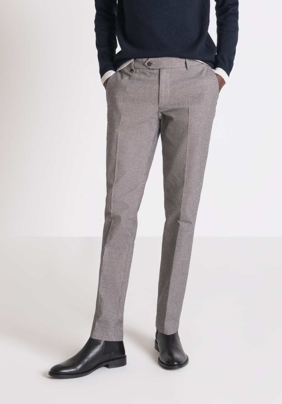 BRYAN SKINNY FIT HOUNDSTOOTH TROUSERS - Antony Morato Online Shop