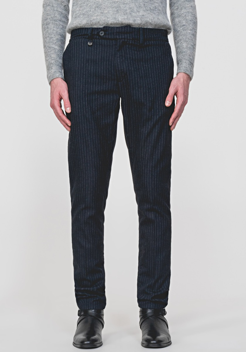 SKINNY-FIT "BRYAN" PINSTRIPE TROUSERS IN A SOFT STRETCH FABRIC - Antony Morato Online Shop