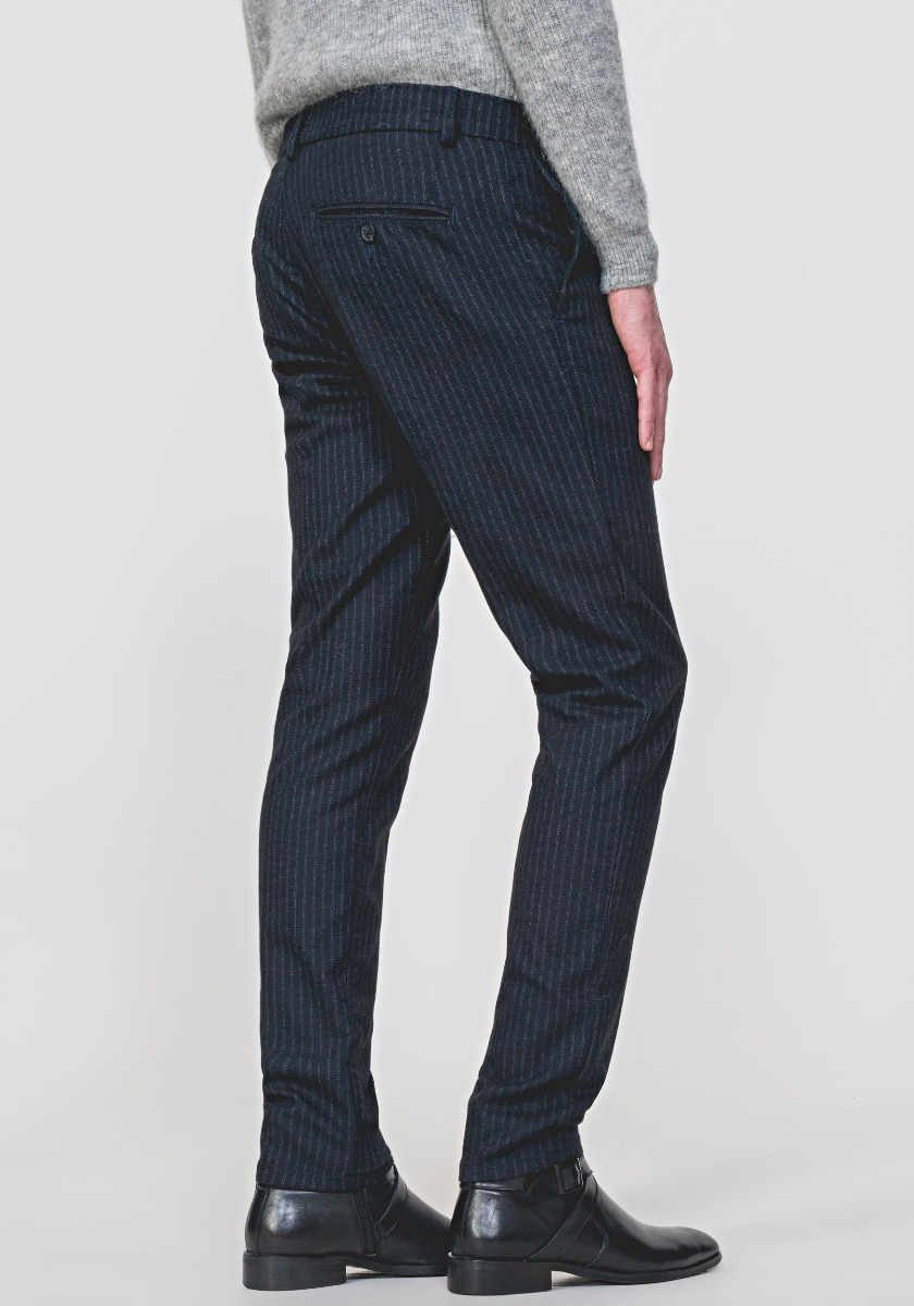SKINNY-FIT "BRYAN" PINSTRIPE TROUSERS IN A SOFT STRETCH FABRIC - Antony Morato Online Shop
