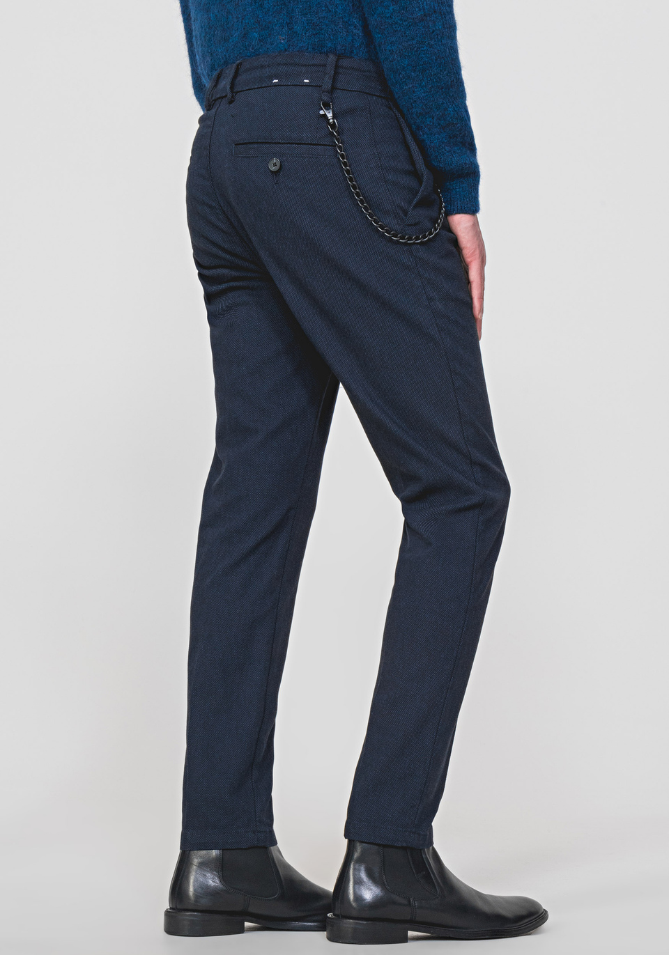 SLIM-FIT “KERR” TROUSERS MADE OF STRETCH COTTON WITH MICRO-PATTERN - Antony Morato Online Shop