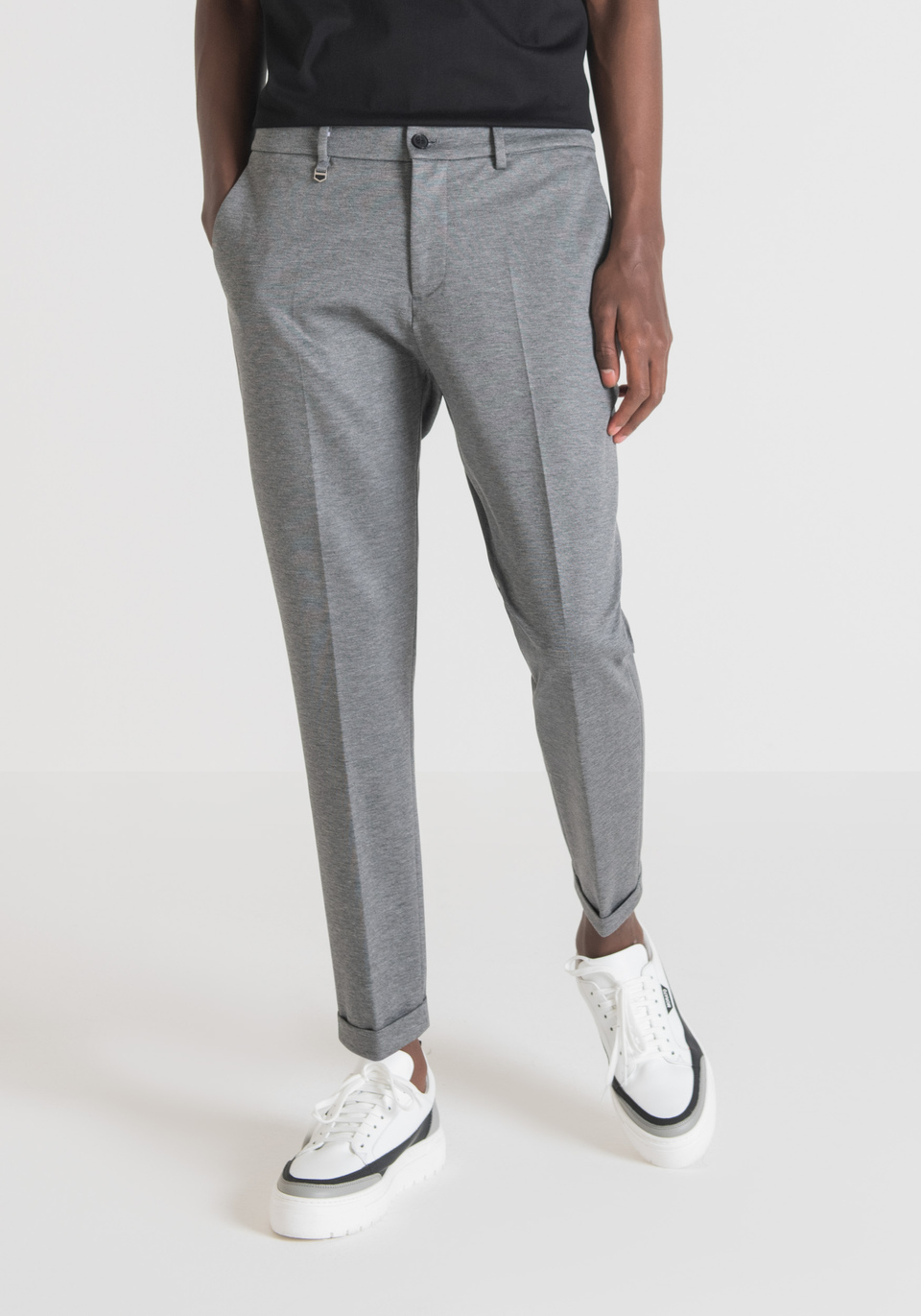 “ASHE” SUPER SKINNY FIT TROUSERS IN MILAN STITCH FABRIC - Antony Morato Online Shop