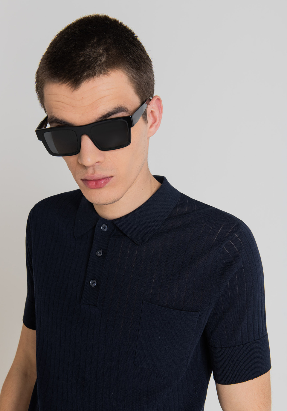 KNITTED POLO SHIRT IN 100% COTTON WITH BUTTONS AND RIGHT BREAST POCKET - Antony Morato Online Shop