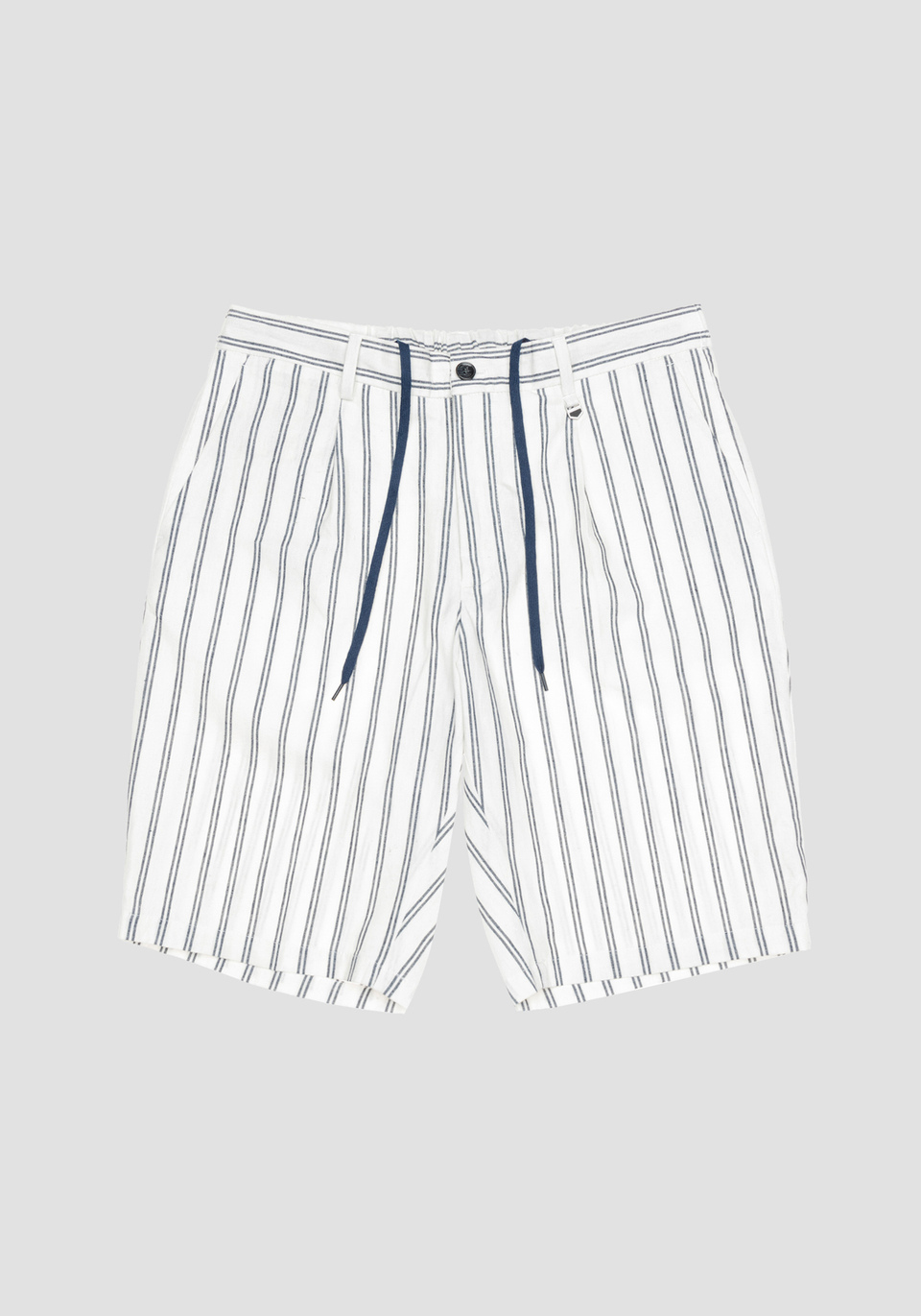 “GUSTAF” CARROT-FIT SHORTS IN LINEN BLEND WITH STRIPED PATTERN - Antony Morato Online Shop