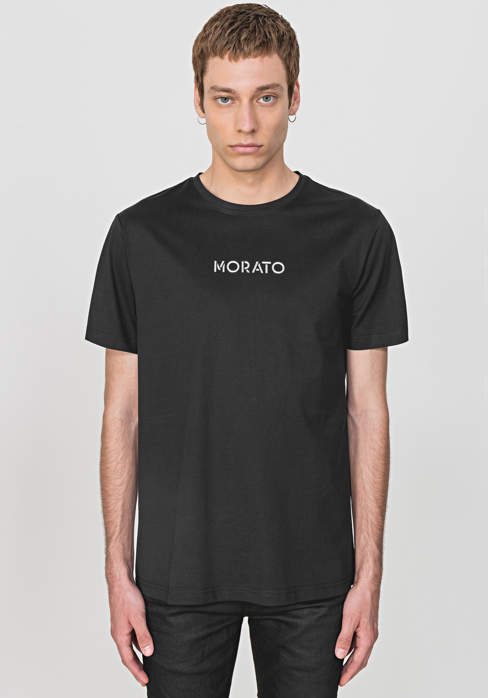 T-SHIRT IN FRESH 100% COTTON WITH EMBOSSED MORATO PRINT - Antony Morato Online Shop