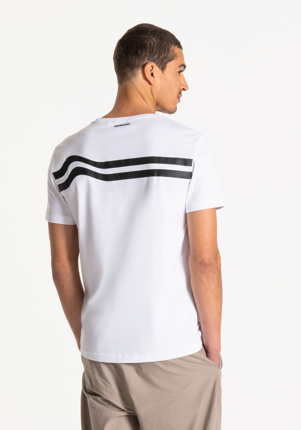 SLIM-FIT T-SHIRT IN SOFT COTTON WITH PRINT ON FRONT AND BACK - Antony Morato Online Shop