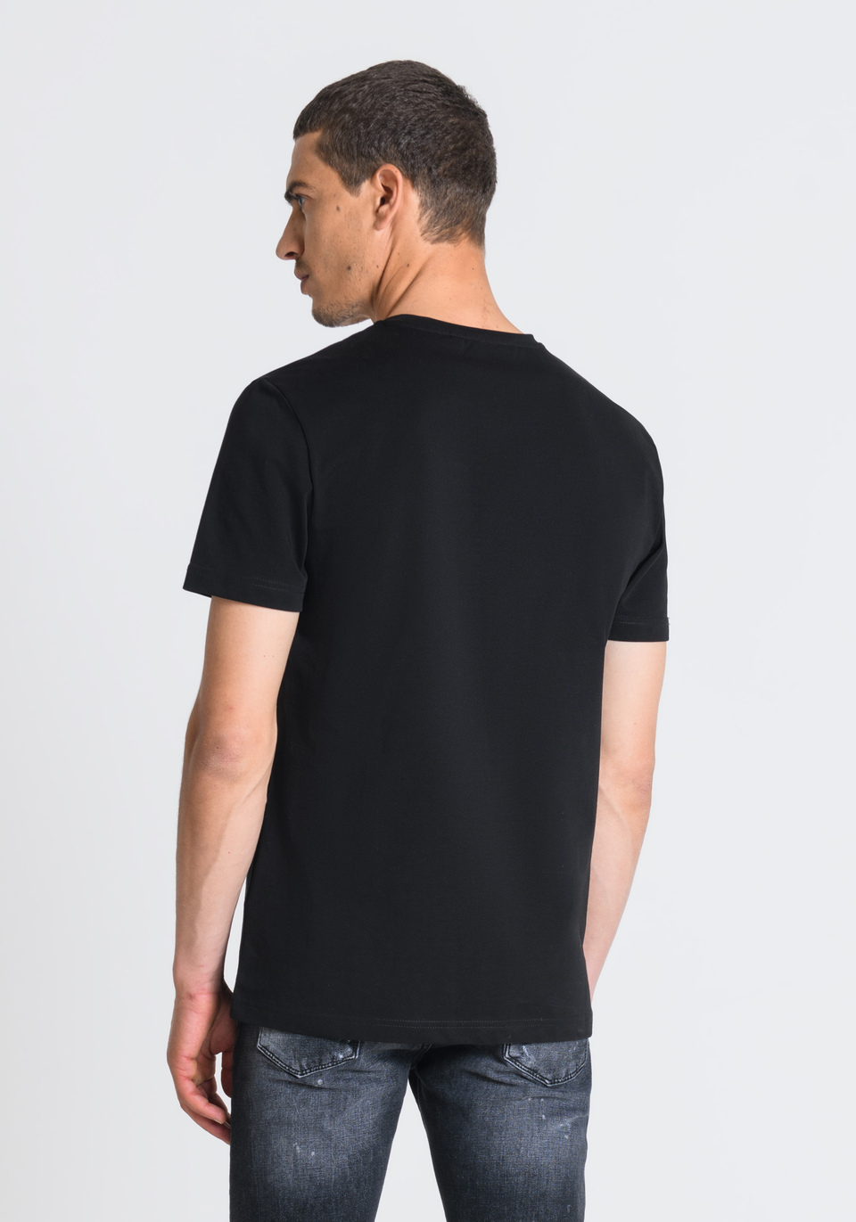 SLIM FIT T-SHIRT IN COTTON WITH TWO-TONE LOGO - Antony Morato Online Shop