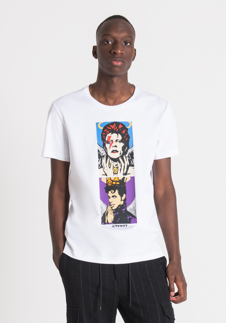 SLIM FIT T-SHIRT IN COTTON WITH TVBOY PRINT - Antony Morato Online Shop