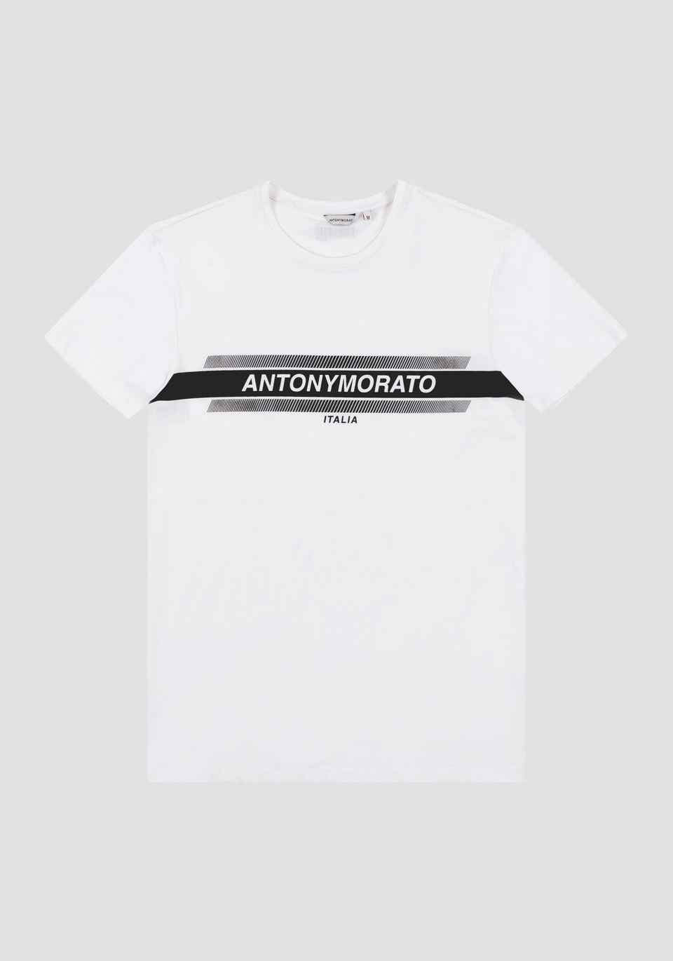 T-SHIRT SLIM FIT IN MORBIDO COTONE ELASTICO CON STAMPA LOGATA - Antony Morato Online Shop