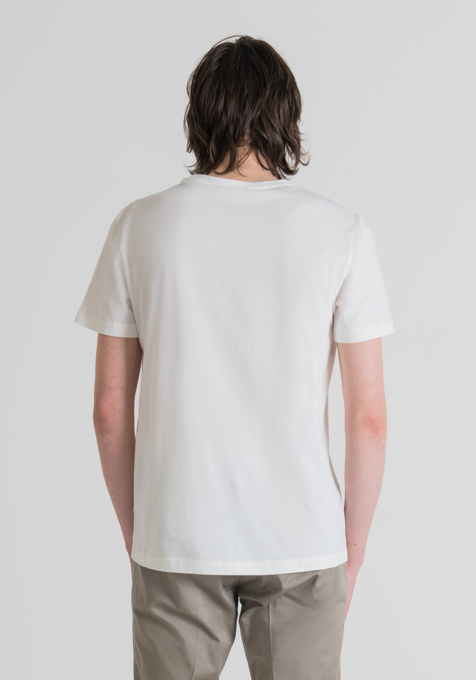 SLIM-FIT PURE COTTON T-SHIRT WITH SHADED LOGO - Antony Morato Online Shop