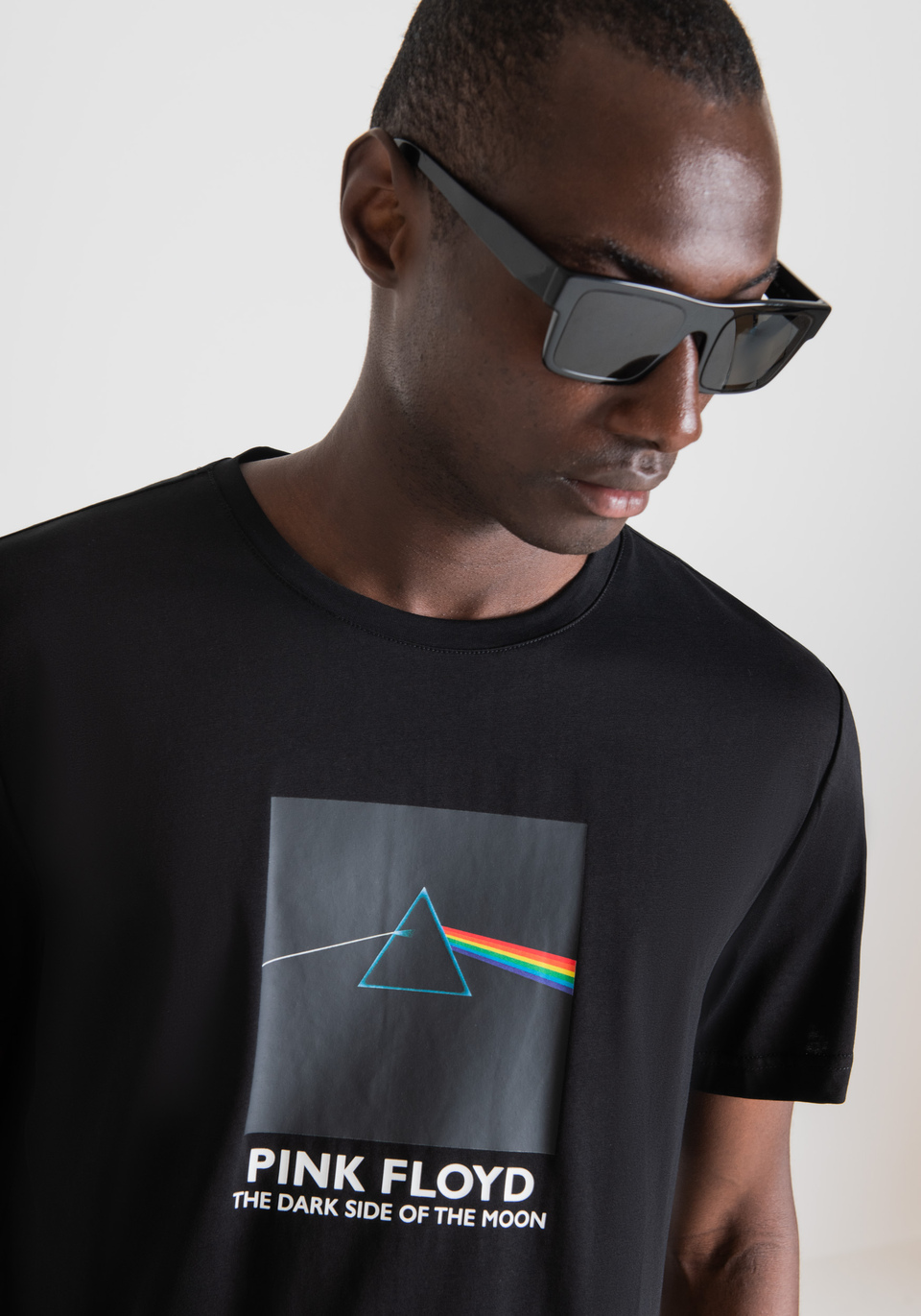 SLIM FIT T-SHIRT IN PURE COTTON WITH RUBBERISED PINK FLOYD PRINT - Antony Morato Online Shop