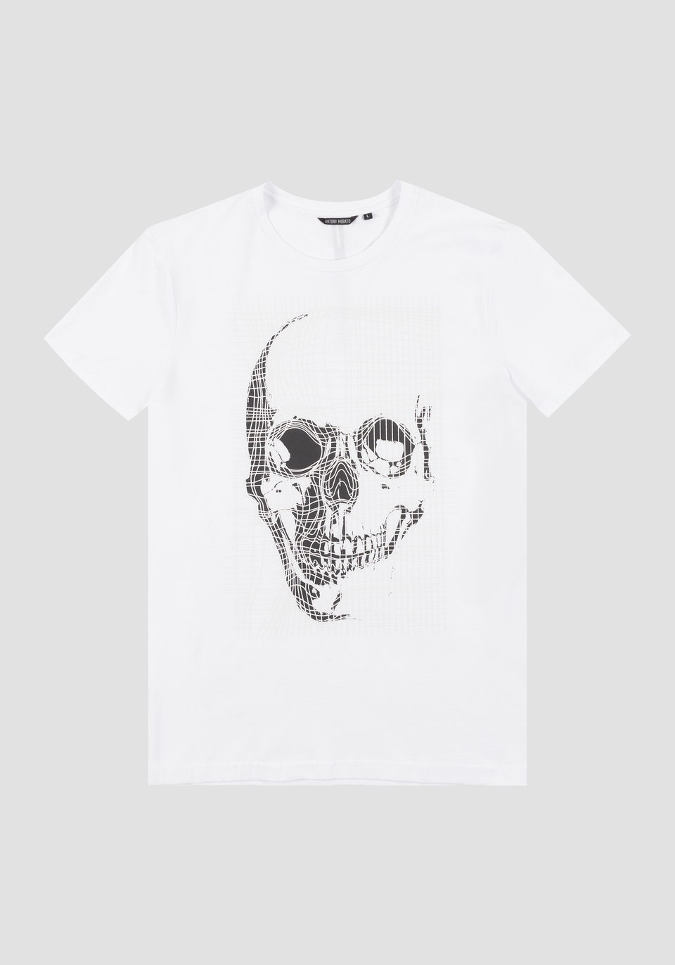 SLIM-FIT T-SHIRT IN PURE COTTON WITH FLOCK PRINT SKULL - Antony Morato Online Shop